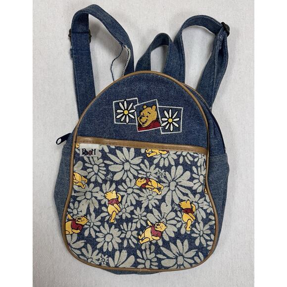 Disney Other - Vintage 90’s Winnie The Pooh Denim Jean Mini Backpack Bag Embroidered Accents